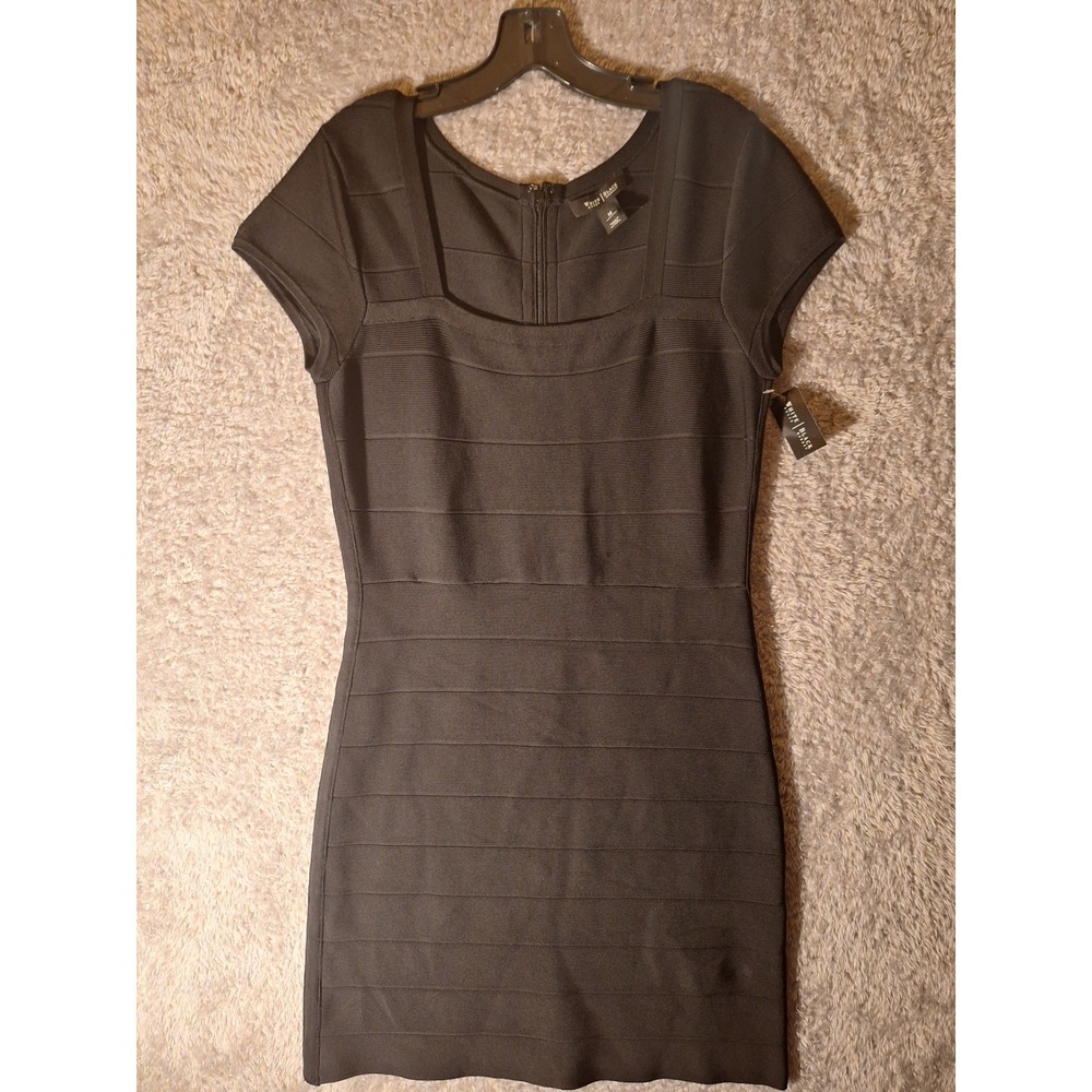 NWT White House Black Market Black Dress Sz M Bandage Knit Cap Sleeve 570063983